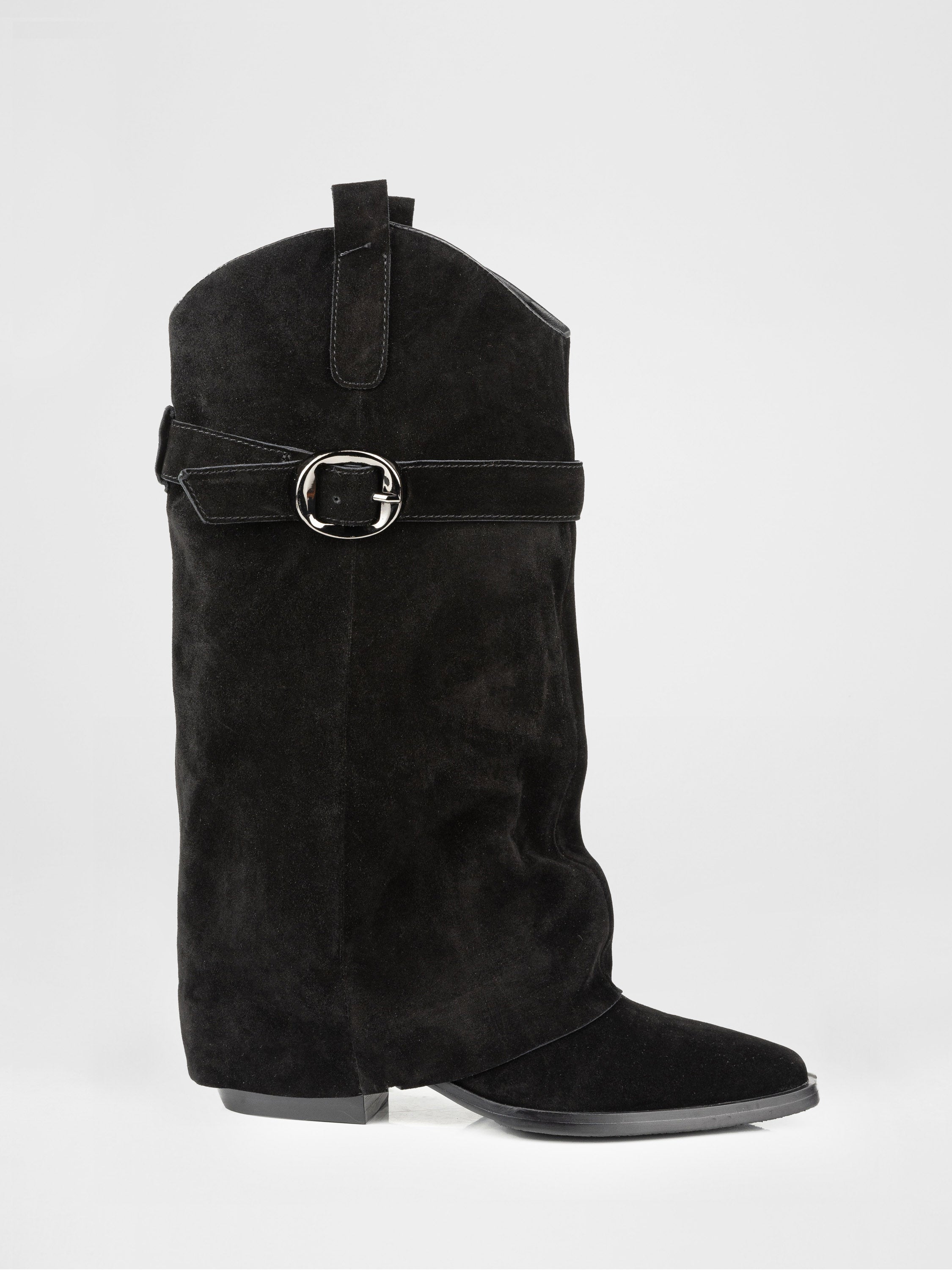 Замшеві ковбойки у чорному кольорі
