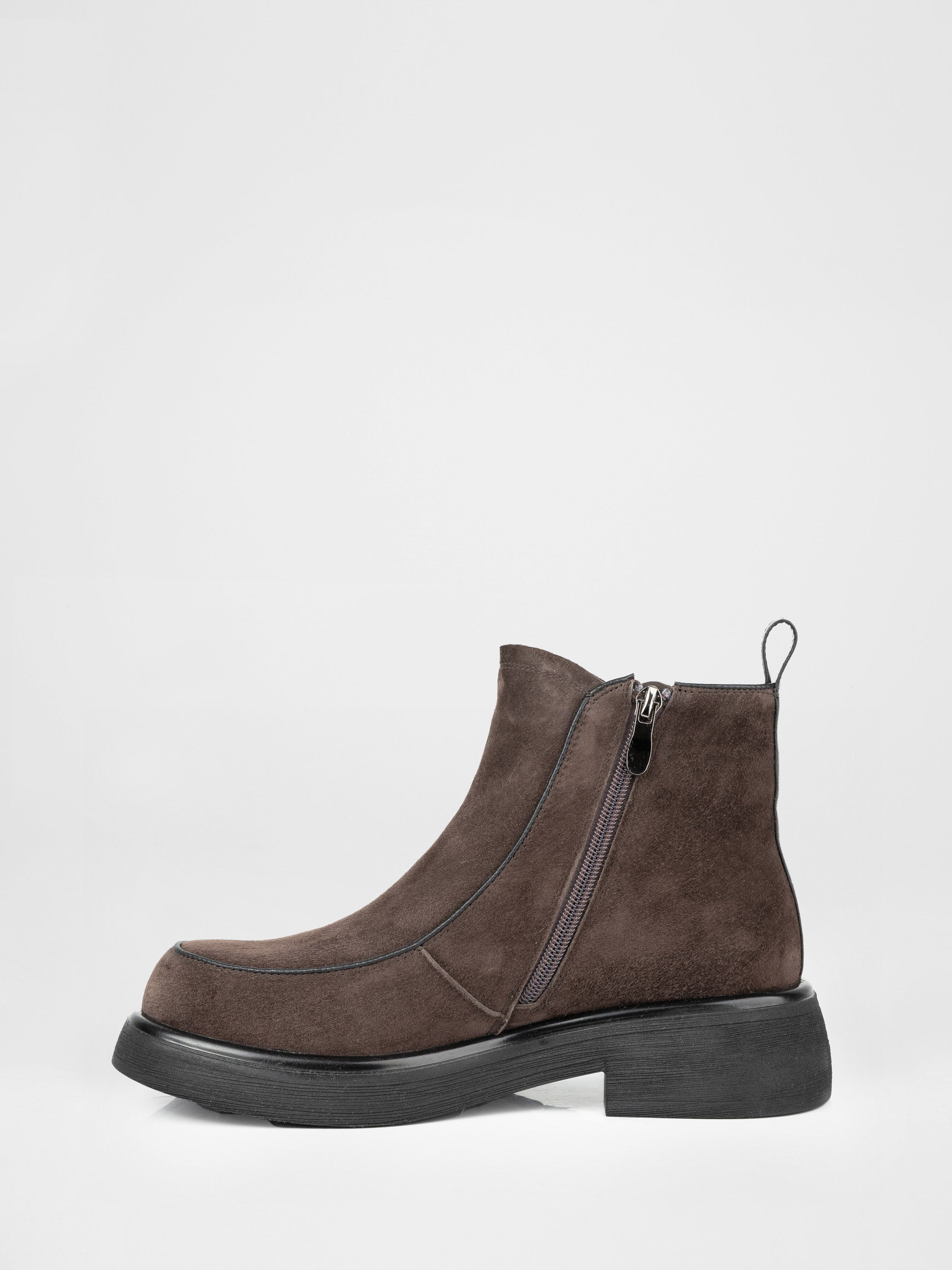 Черевики жіночі у коричневому кольорі замш-хутро