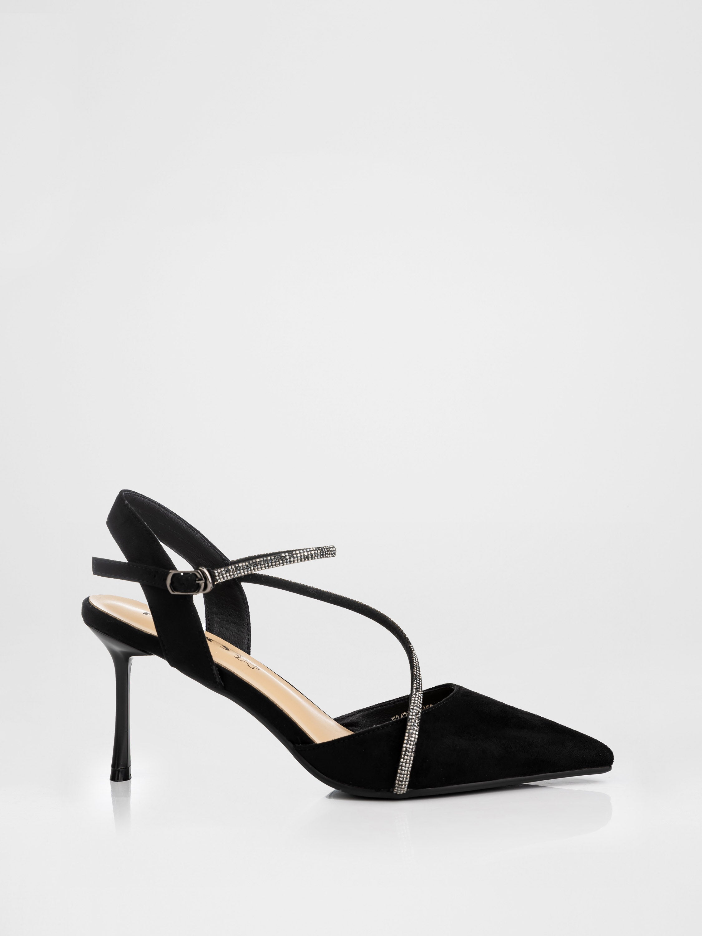 Босоніжки на підборах у чорному кольорі декоровані камінням