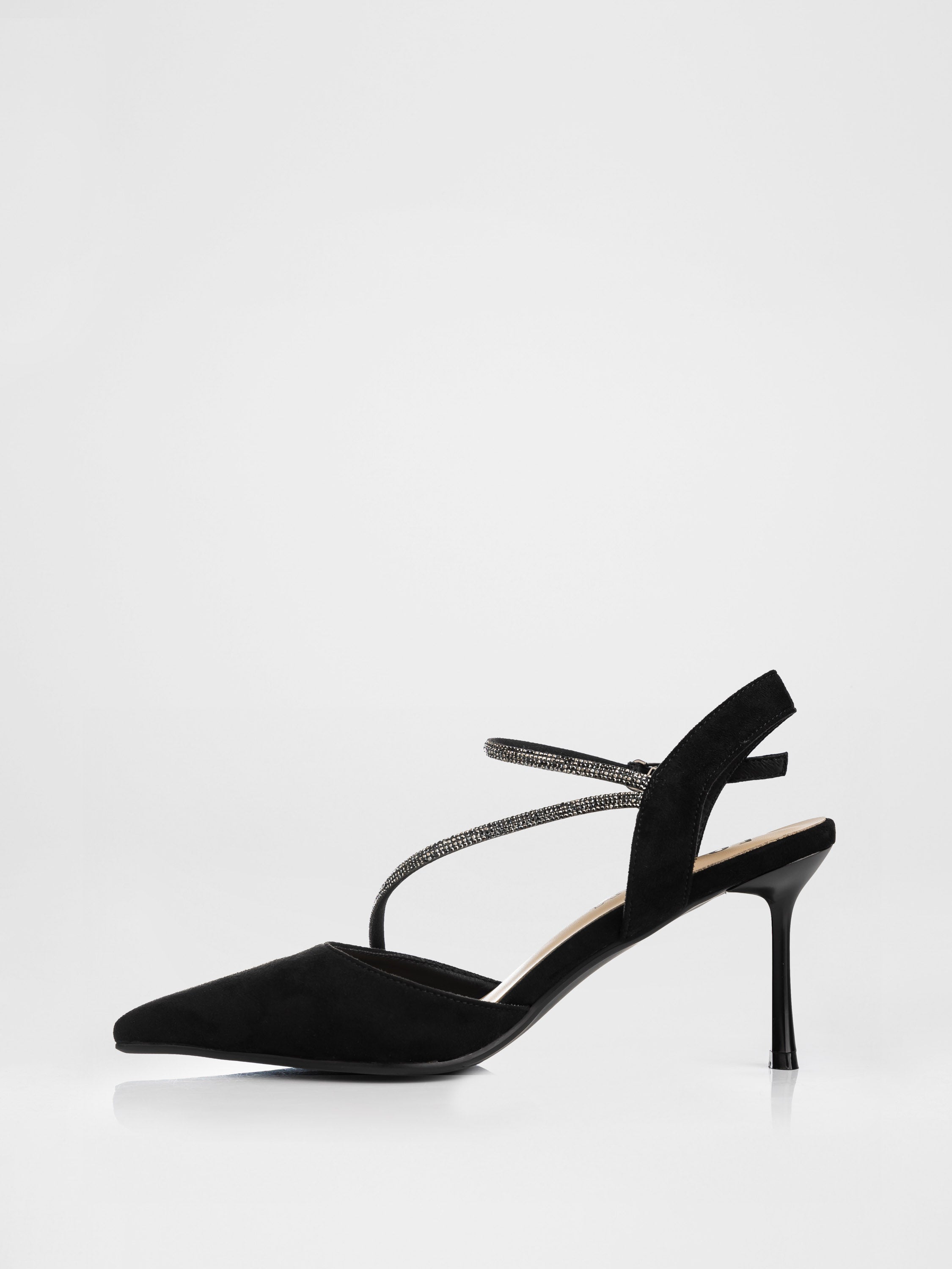 Босоніжки на підборах у чорному кольорі декоровані камінням