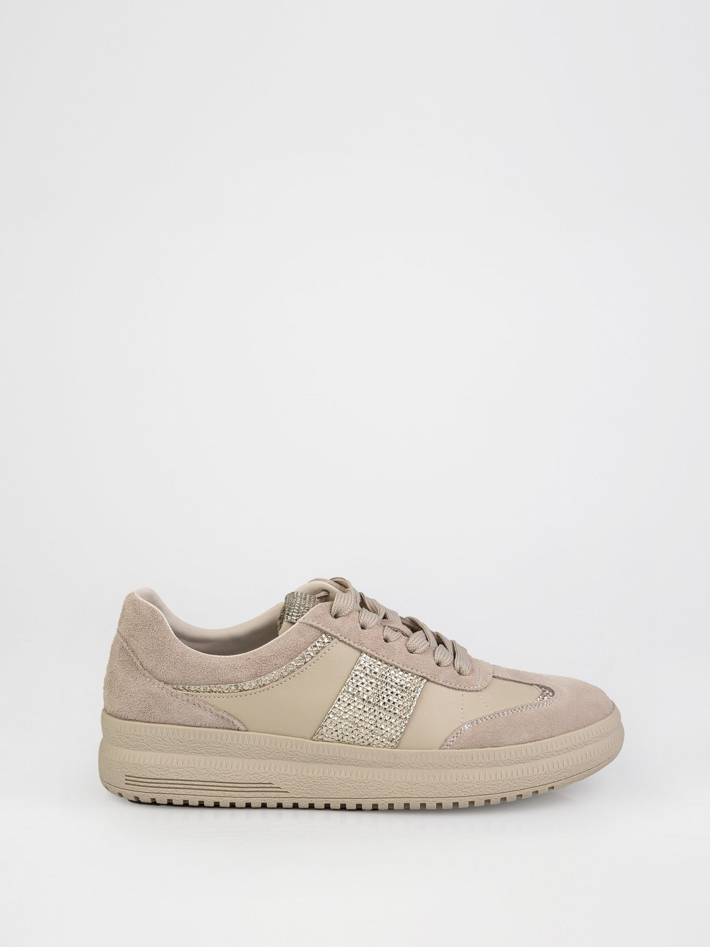 Замшеві кеди у бежевому кольорі з золотими елементами
