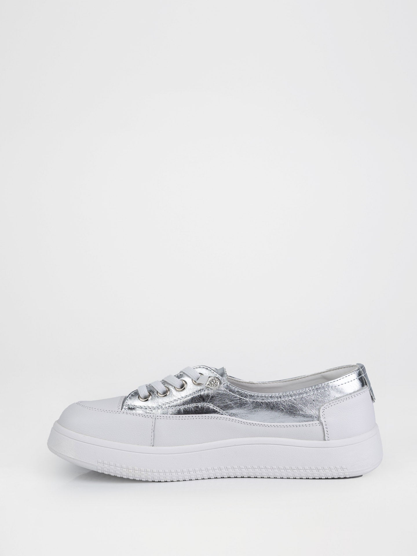 Кеди у білому кольорі з срібними вставками