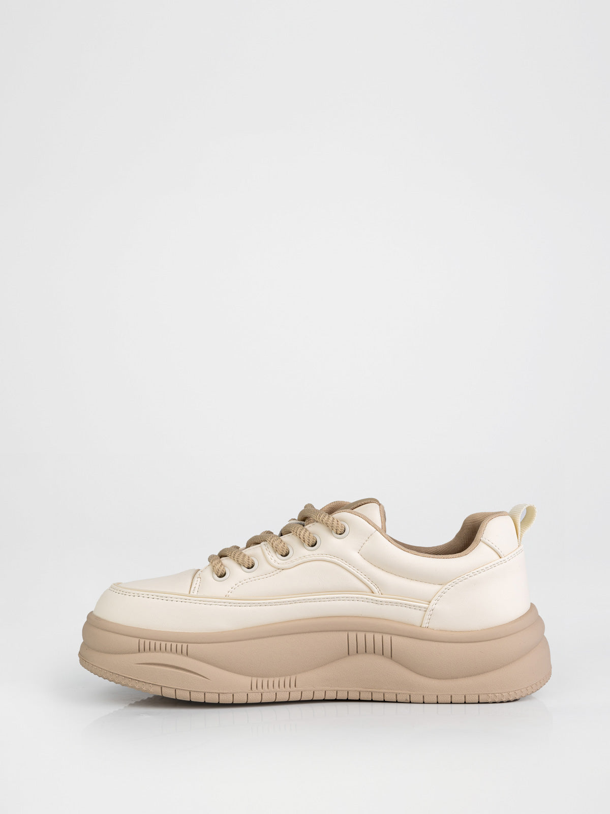 Кеди жіночі на масивній платформі у бежевому кольорі