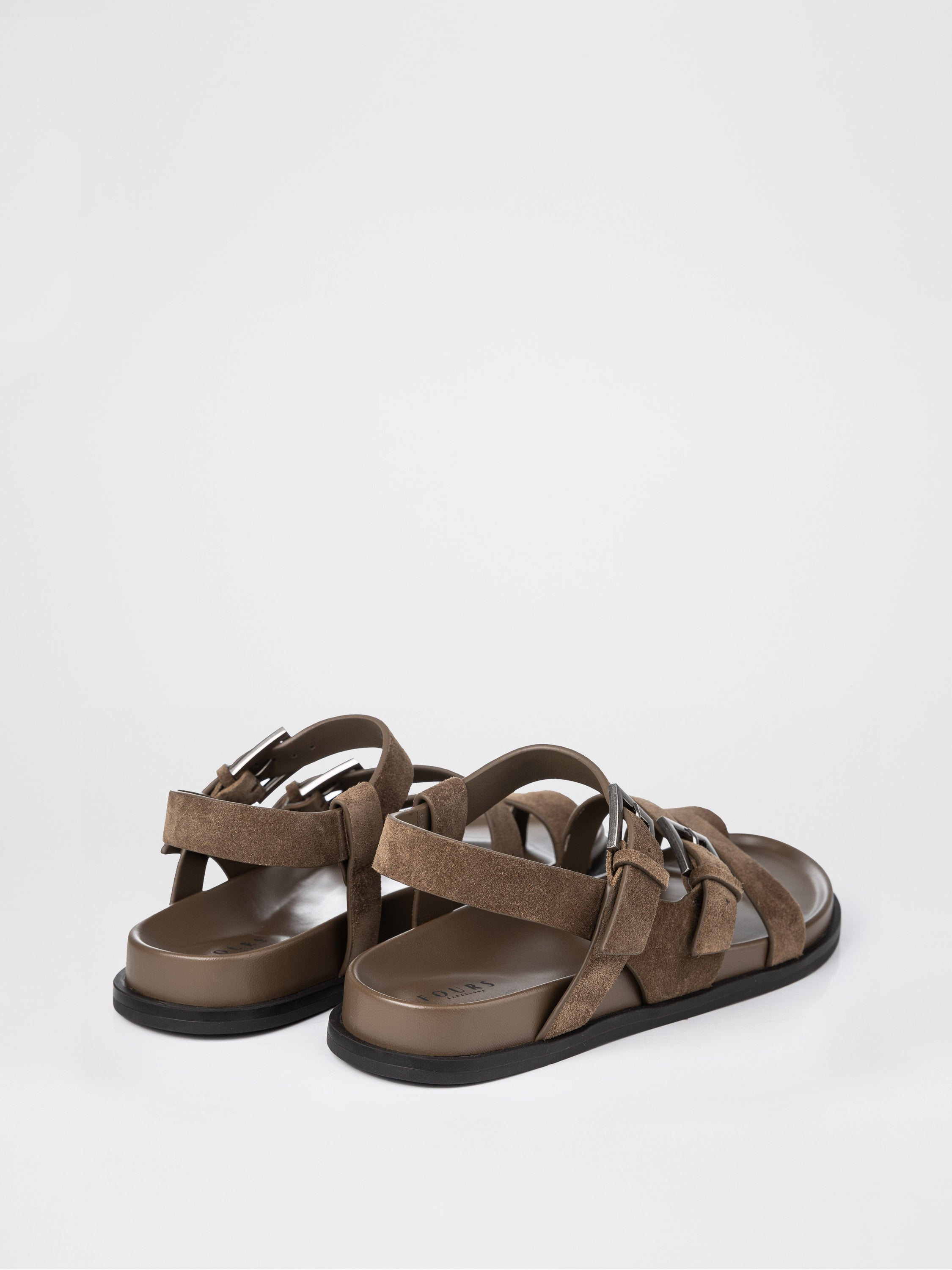 Замшеві босоніжки у кольорі хакі