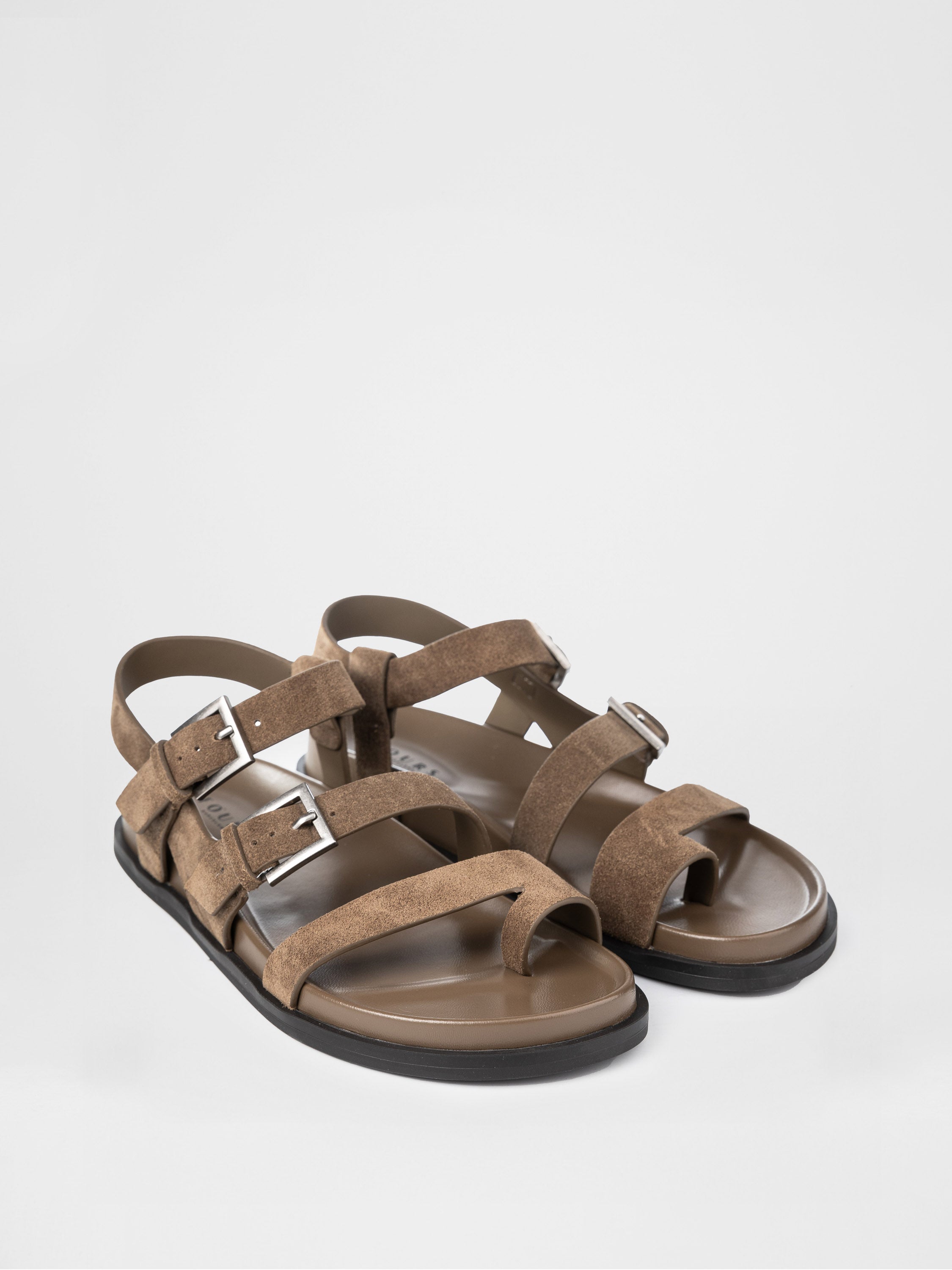 Замшеві босоніжки у кольорі хакі