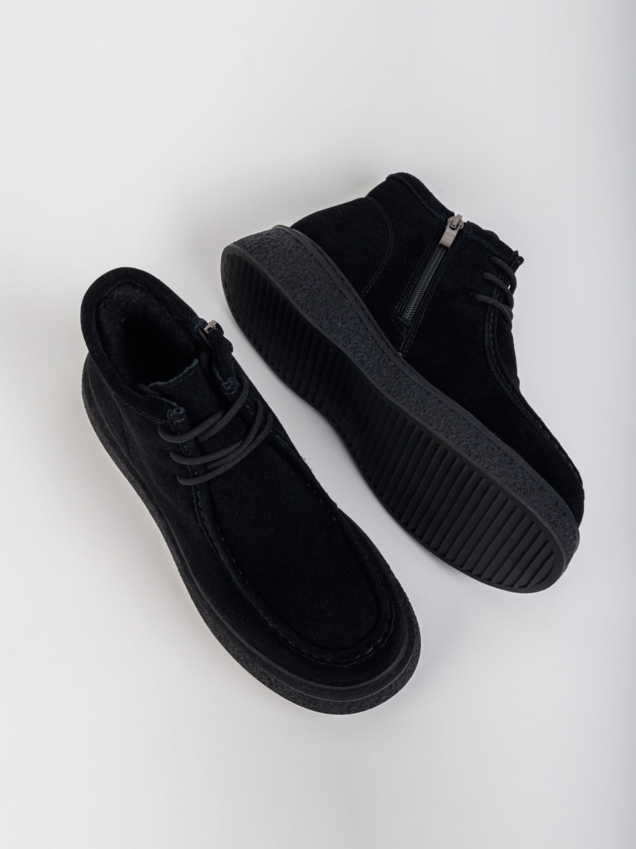 Замшеві черевики чорного кольору на підборах