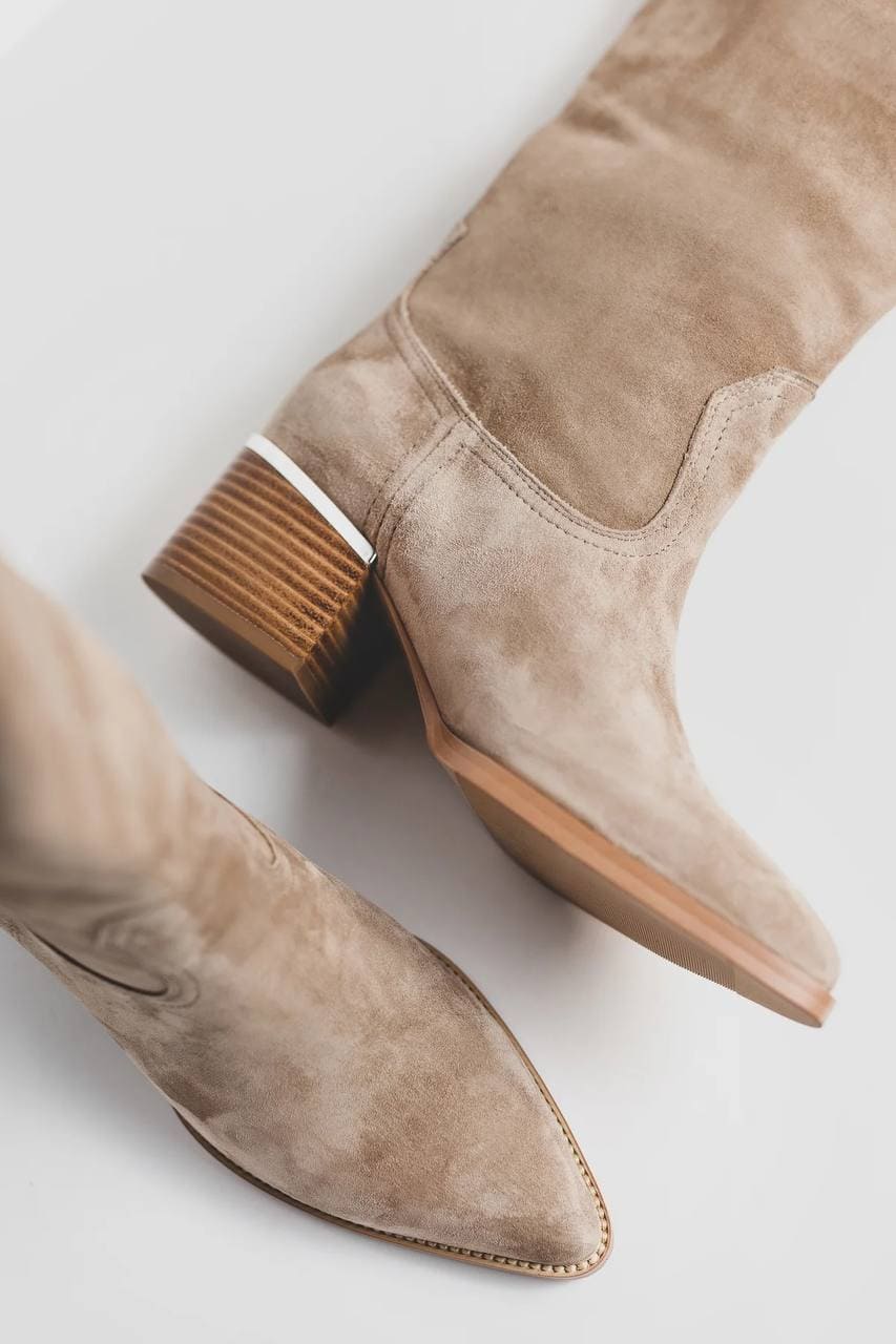 Замшеві черевики Ковбойки бежеві