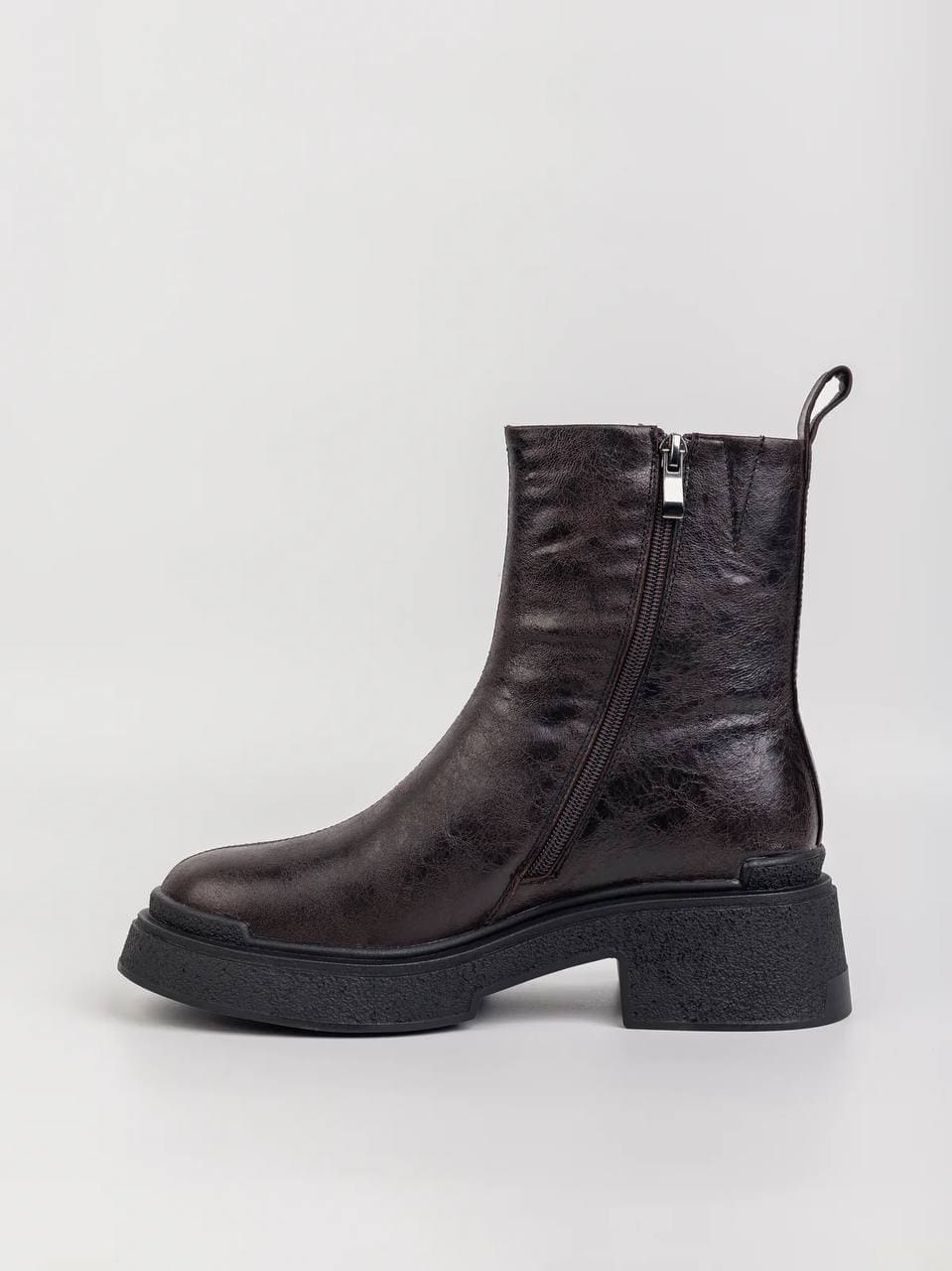 Черевики з шкіри та хутра чорні