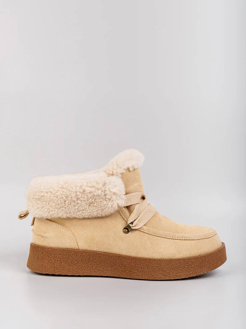 Черевики з замші та хутра бежеві