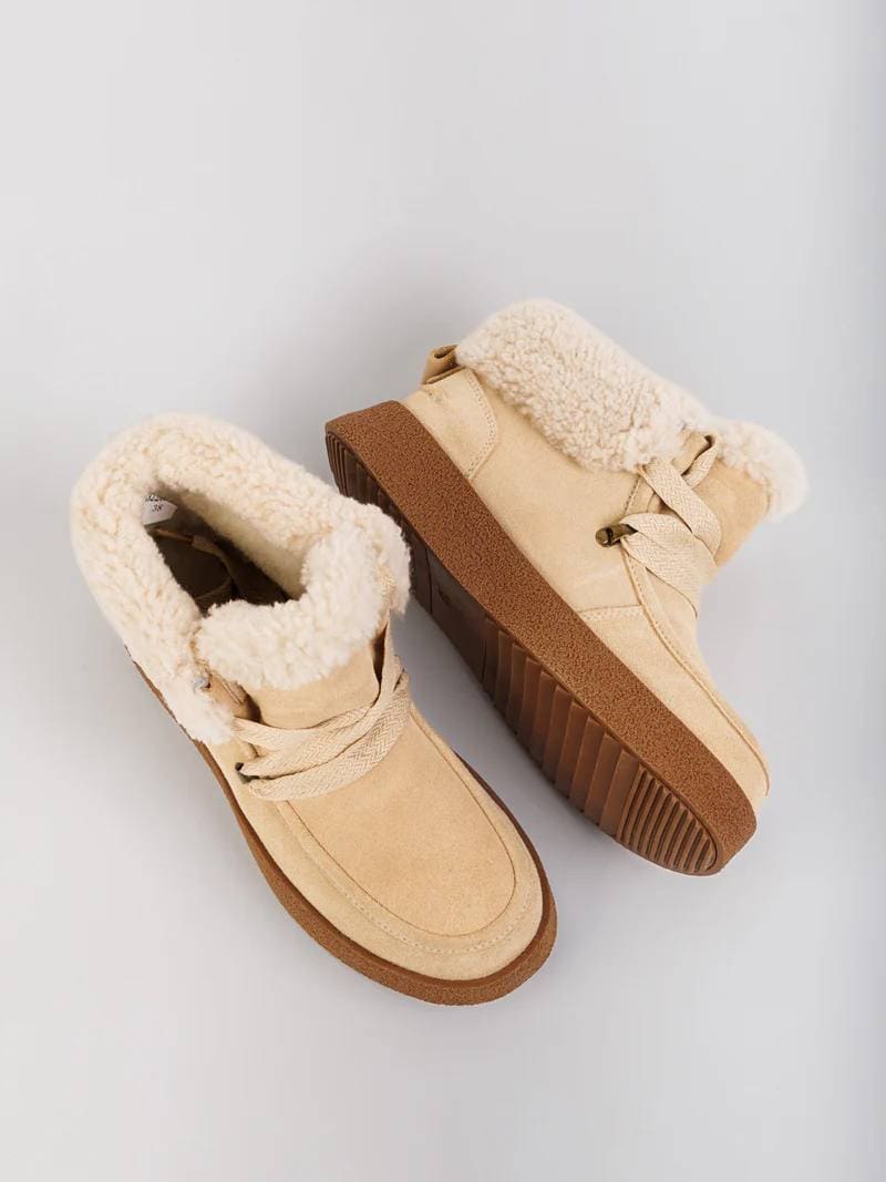 Черевики з замші та хутра бежеві