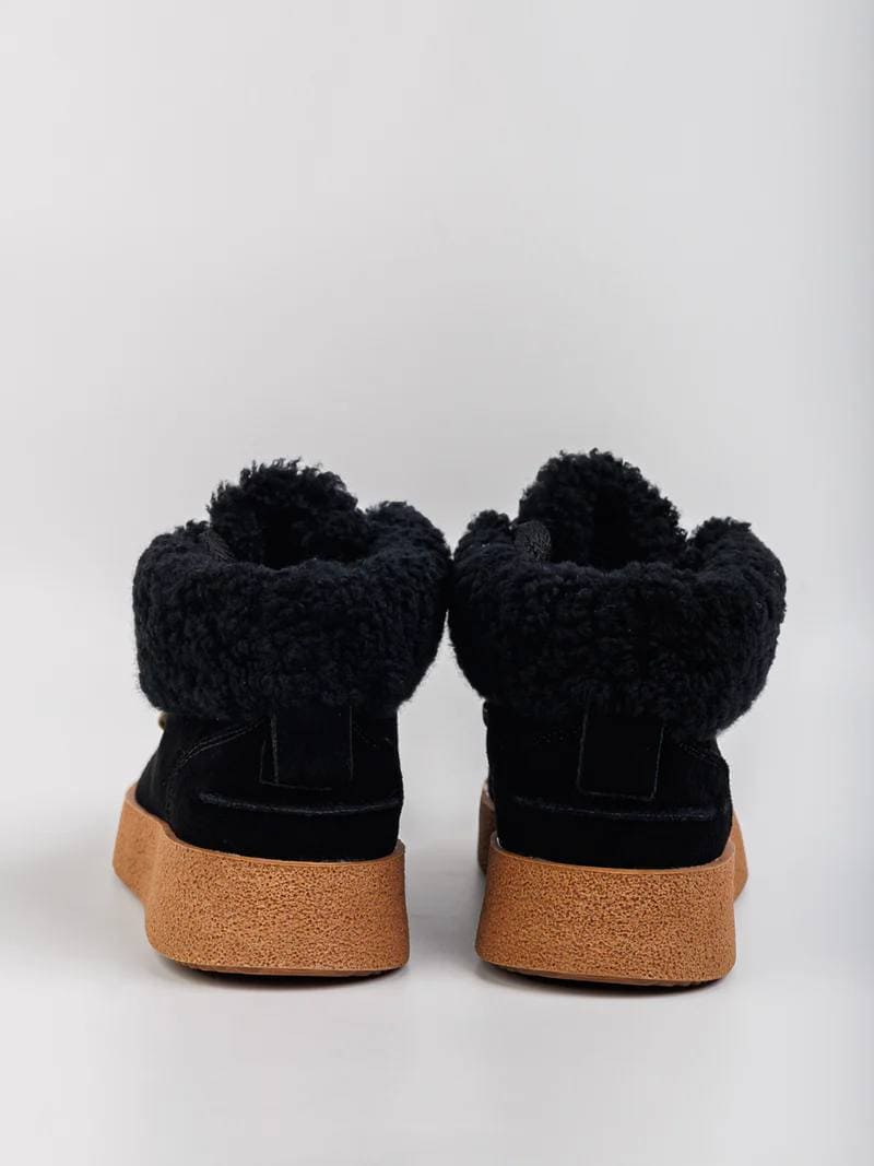 Черевики з замші та хутра чорного кольору