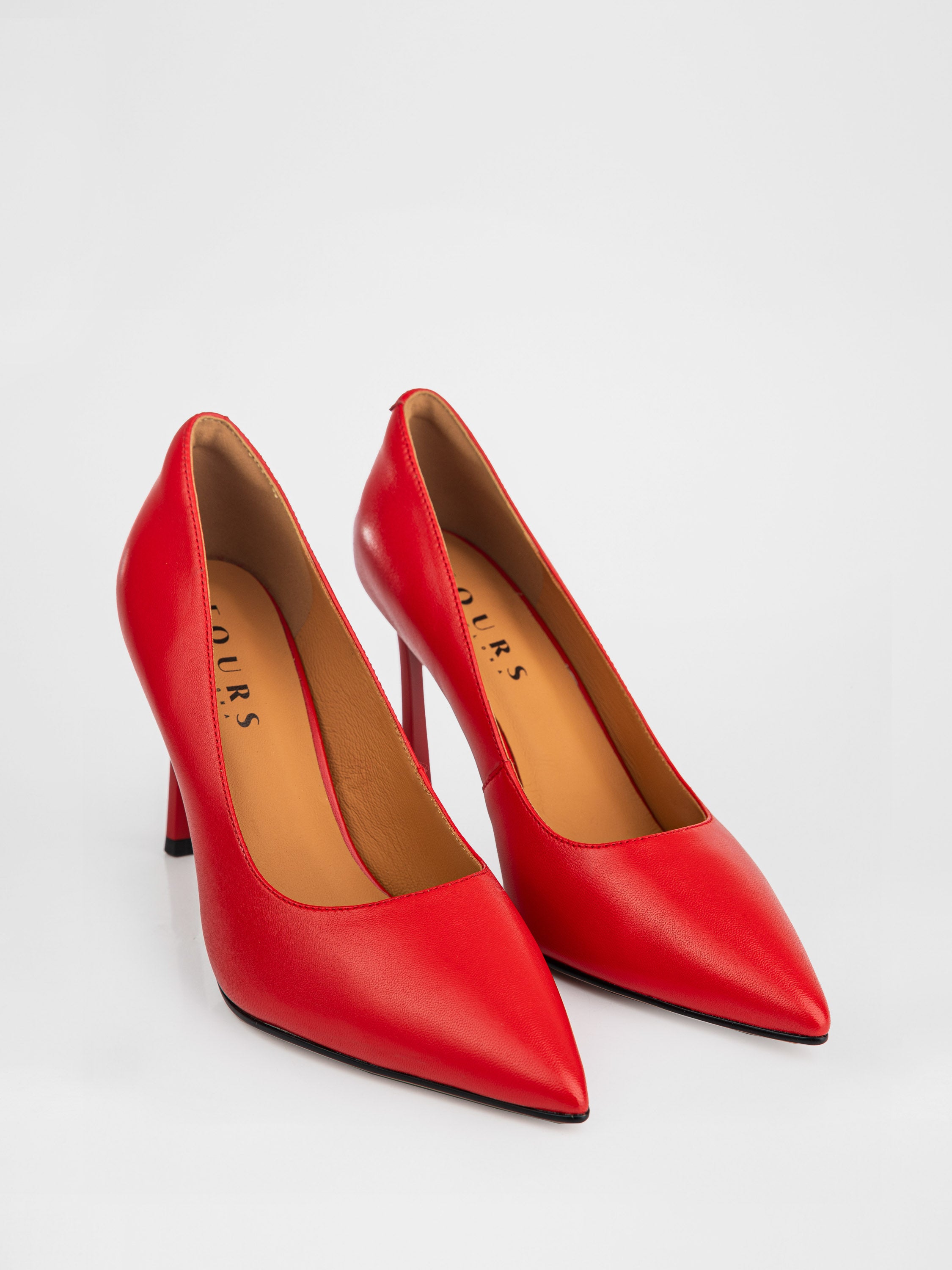 Туфлі човники на підборах у червоному кольорі